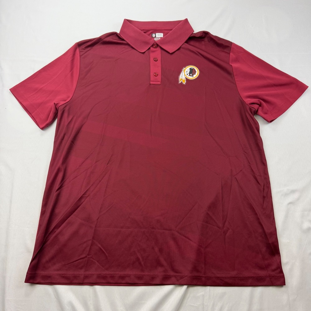 NFL Team Apparel Polo Shirt Mens 2XL Burgundy Washington Redskins TX3 Cool